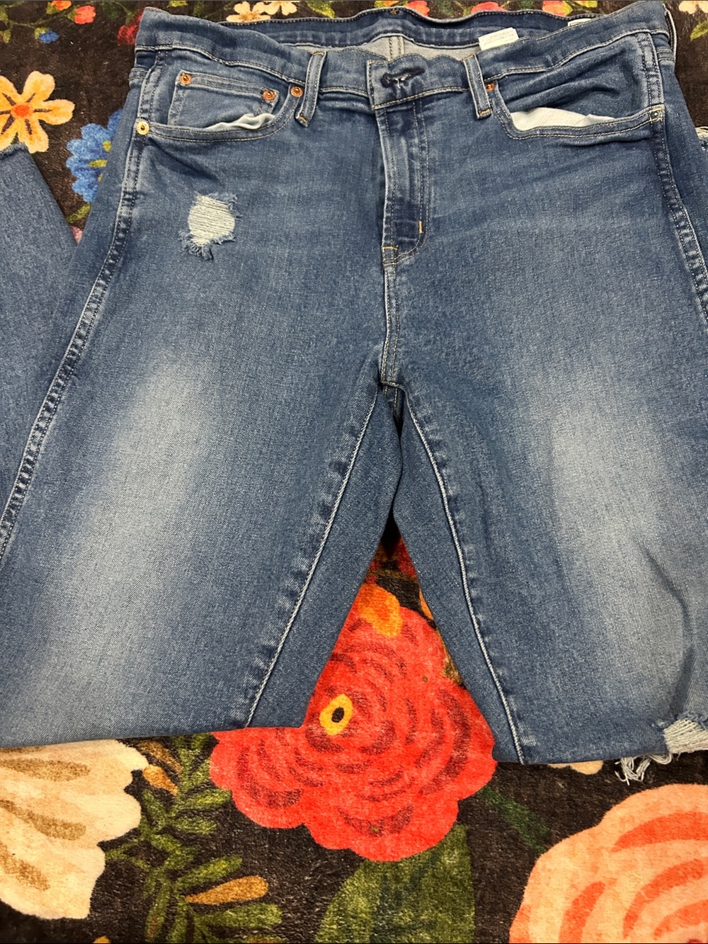 GAP Women's Blue Vintage slim Jeans with Distressed Detail